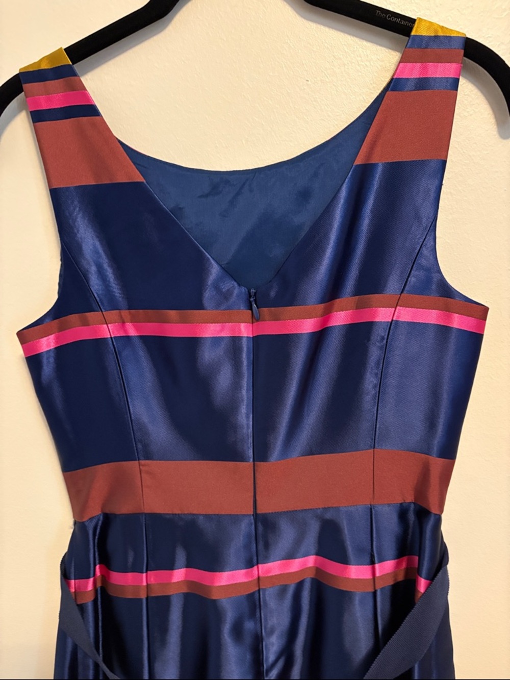Trina Turk Navy, Mustard & Rust Striped Midi Dress - Picture 7 of 9